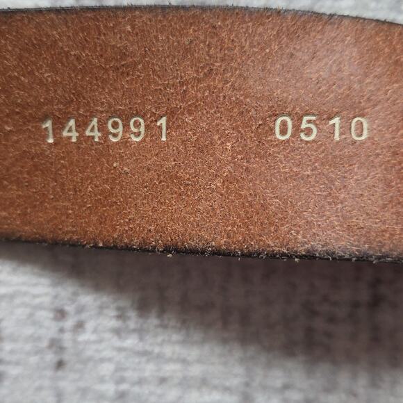 Vintage Fossil Silver Metallic Embossed Textured Genuine Leather Belt Womens L